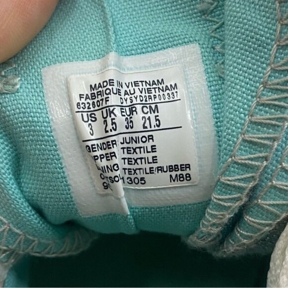 Converse Double Tongue Silver Sparkle and Turquoise Low Top Sneakers Youth Size3 - Picture 11 of 12